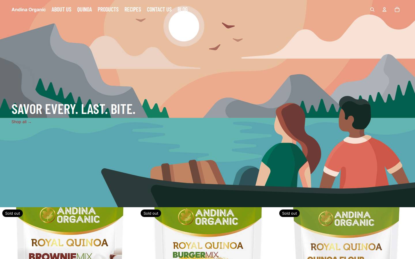 andinaorganic.com homepage screenshot
