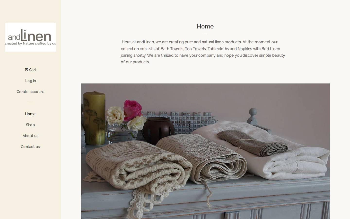 andlinen.com homepage screenshot