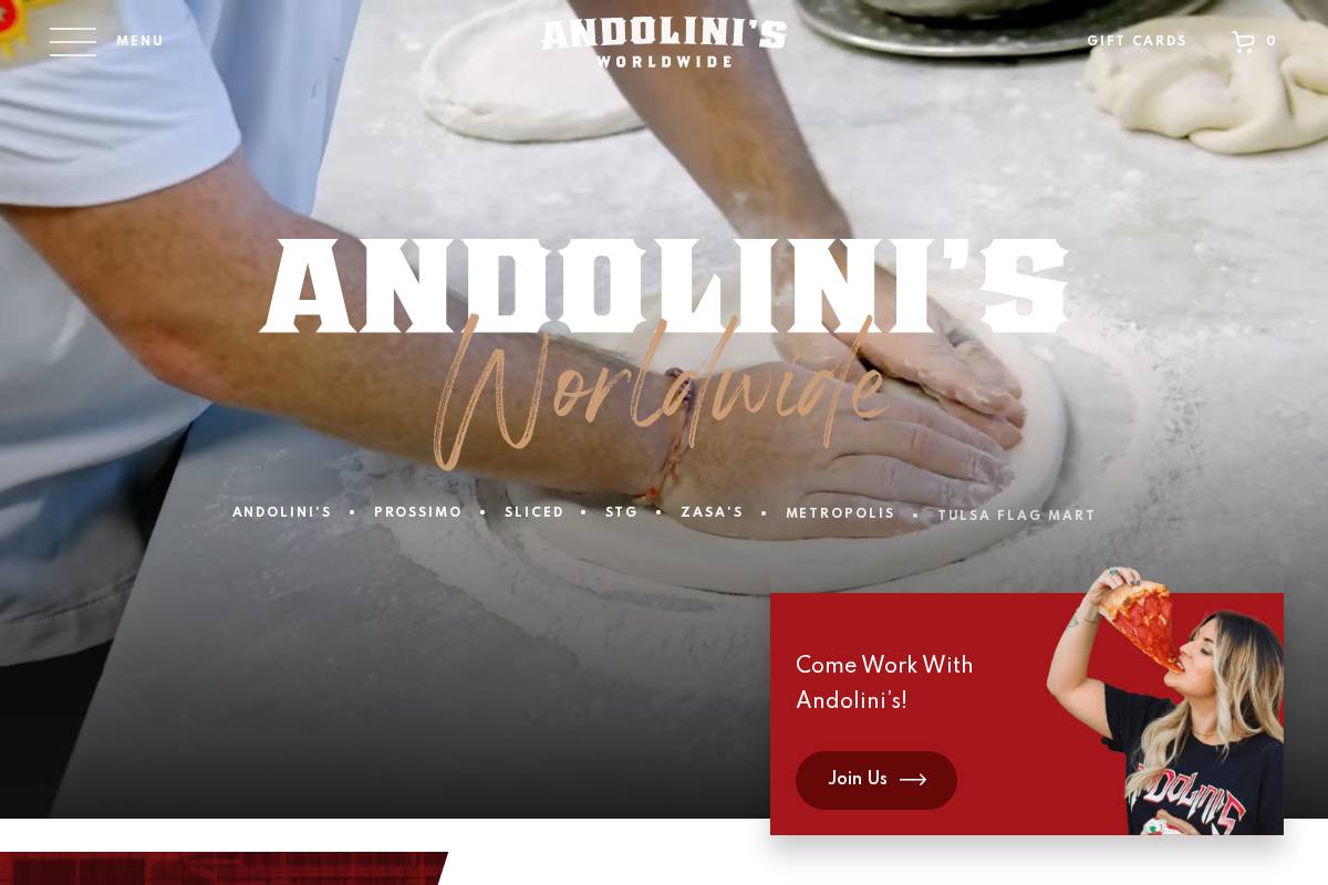 andolinisworldwide.com homepage screenshot