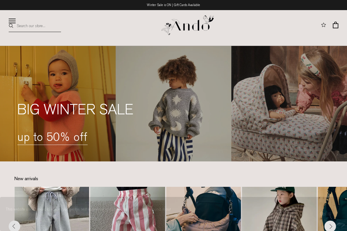 Andostores homepage screenshot