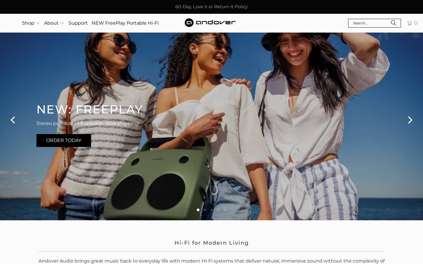 andoveraudio.com homepage screenshot