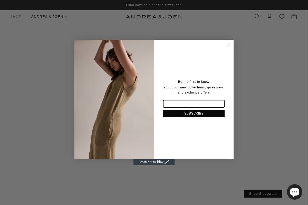 andreaandjoen.com homepage screenshot