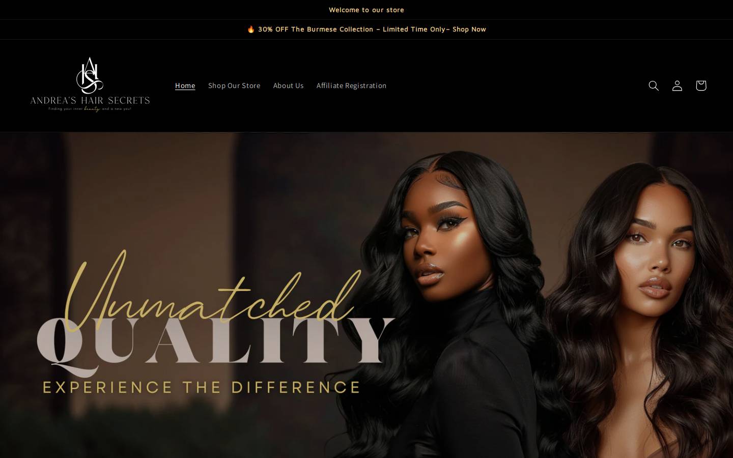 Andrea's Hair Secrets homepage screenshot