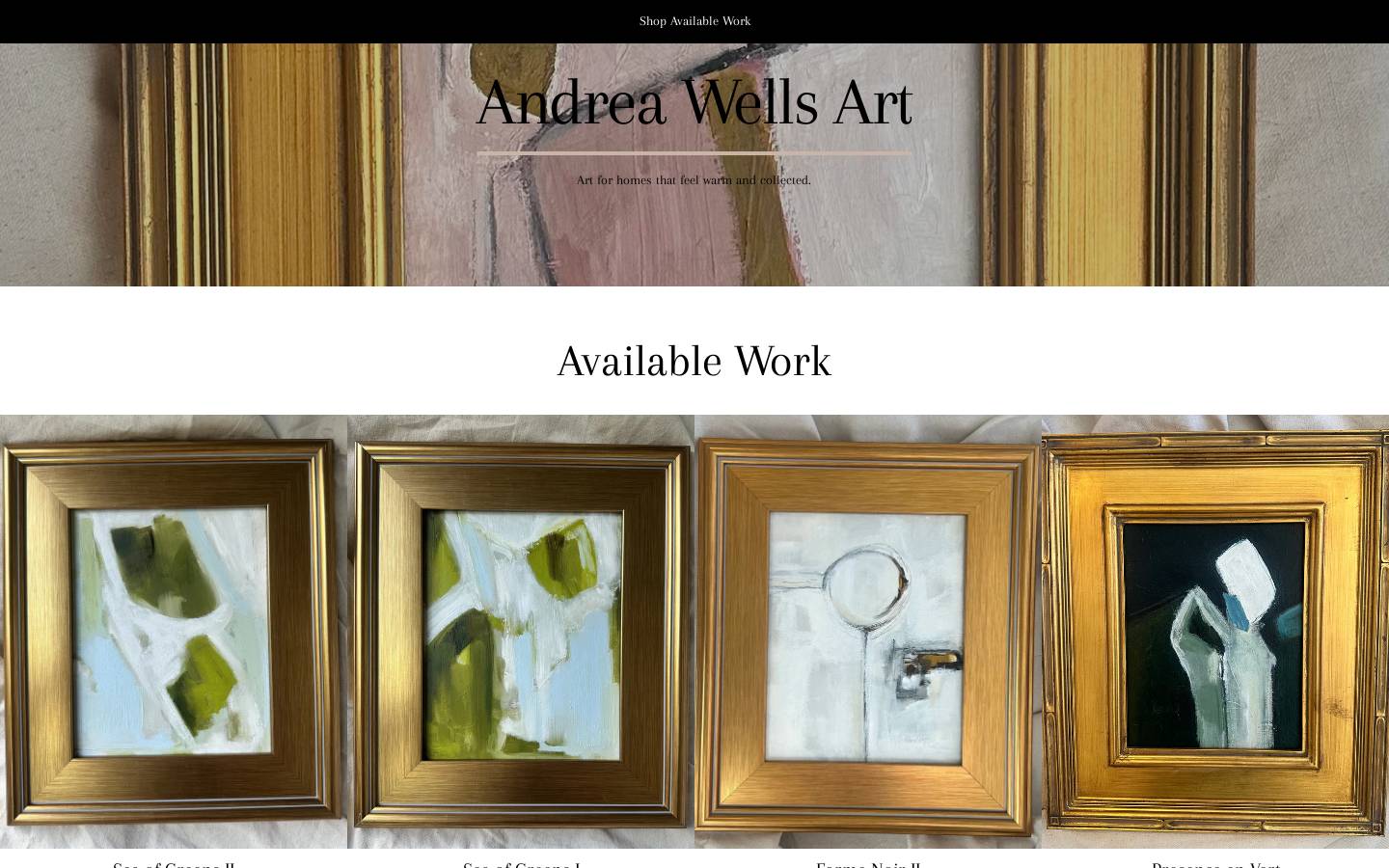 andreawellsart.com homepage screenshot