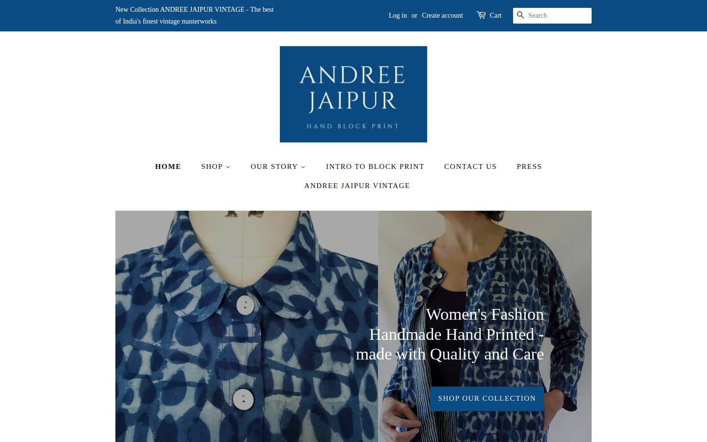 andreejaipur.com homepage screenshot