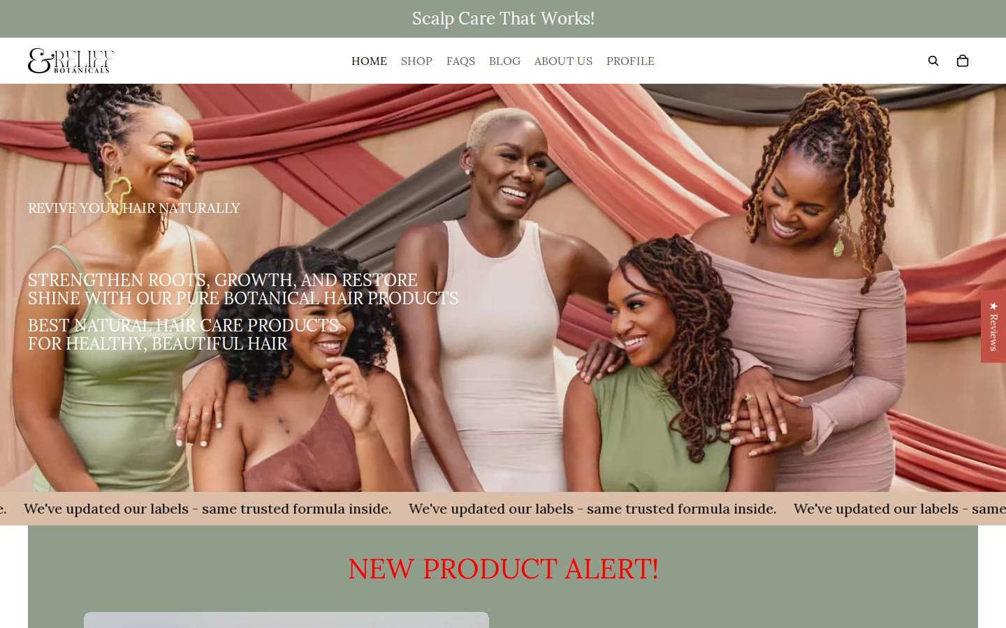 andreliefbotanicals.com homepage screenshot