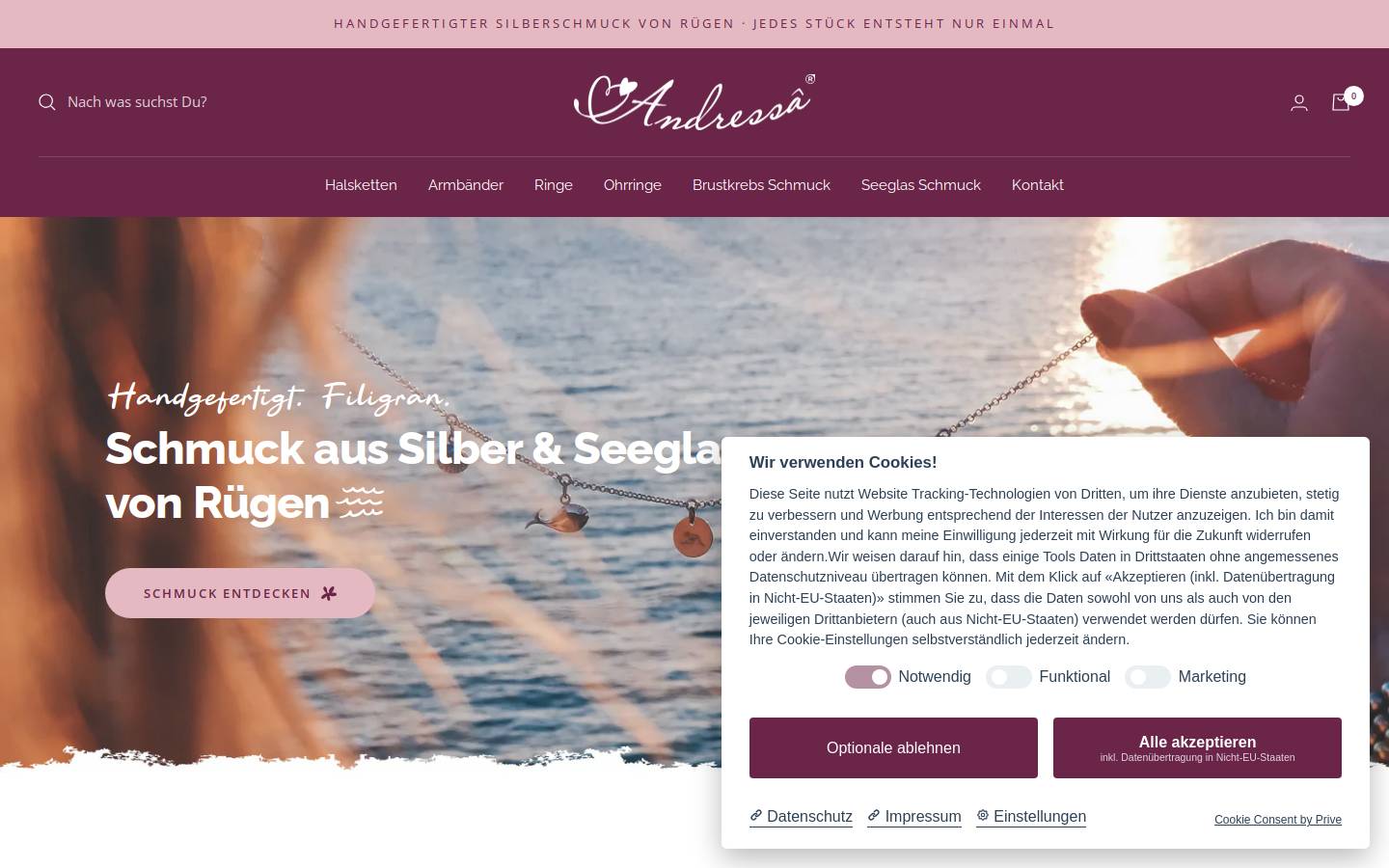 andressa-schmuck.de homepage screenshot