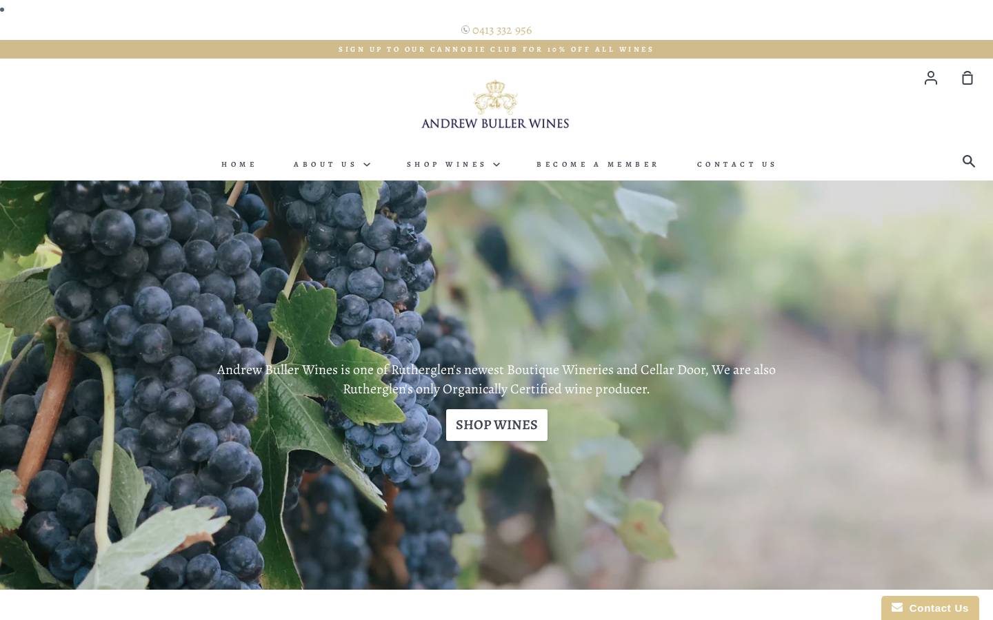 andrewbullerwines.com.au homepage screenshot