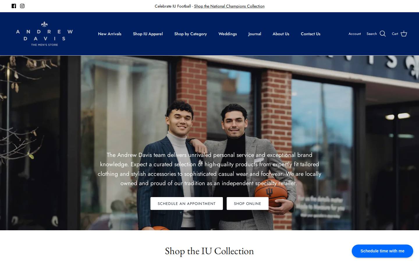 andrewdavisclothiers.com homepage screenshot