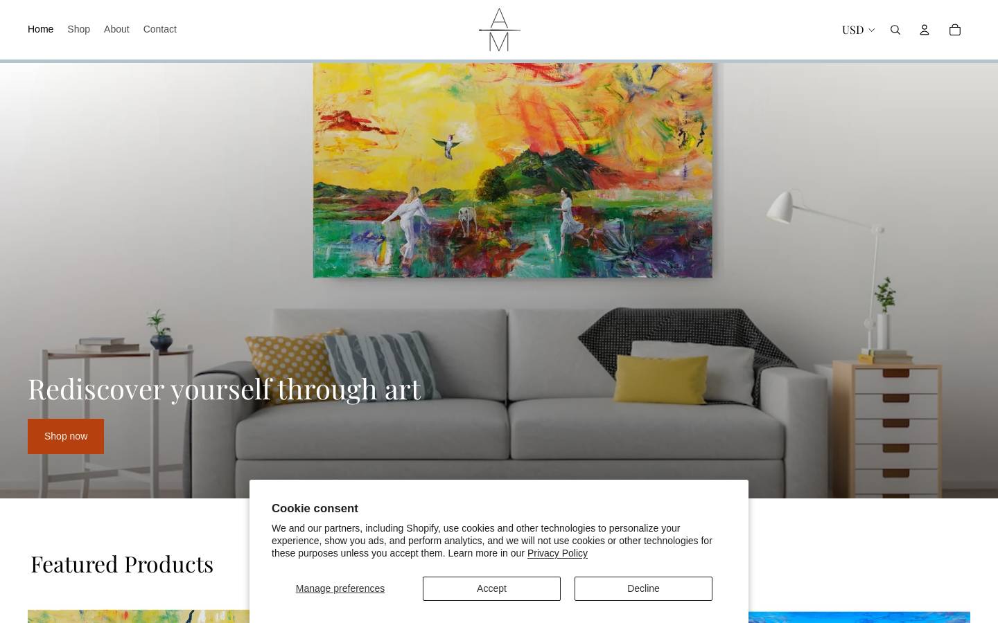 andrewmanningart.com homepage screenshot
