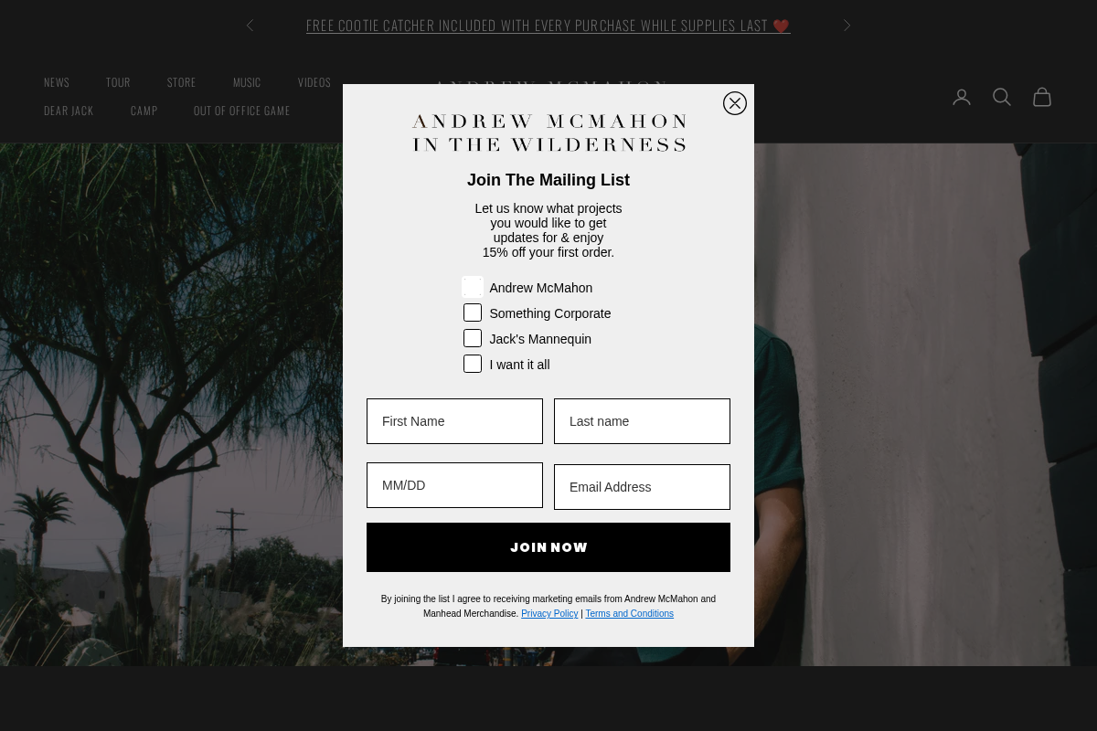 Andrew McMahon homepage screenshot