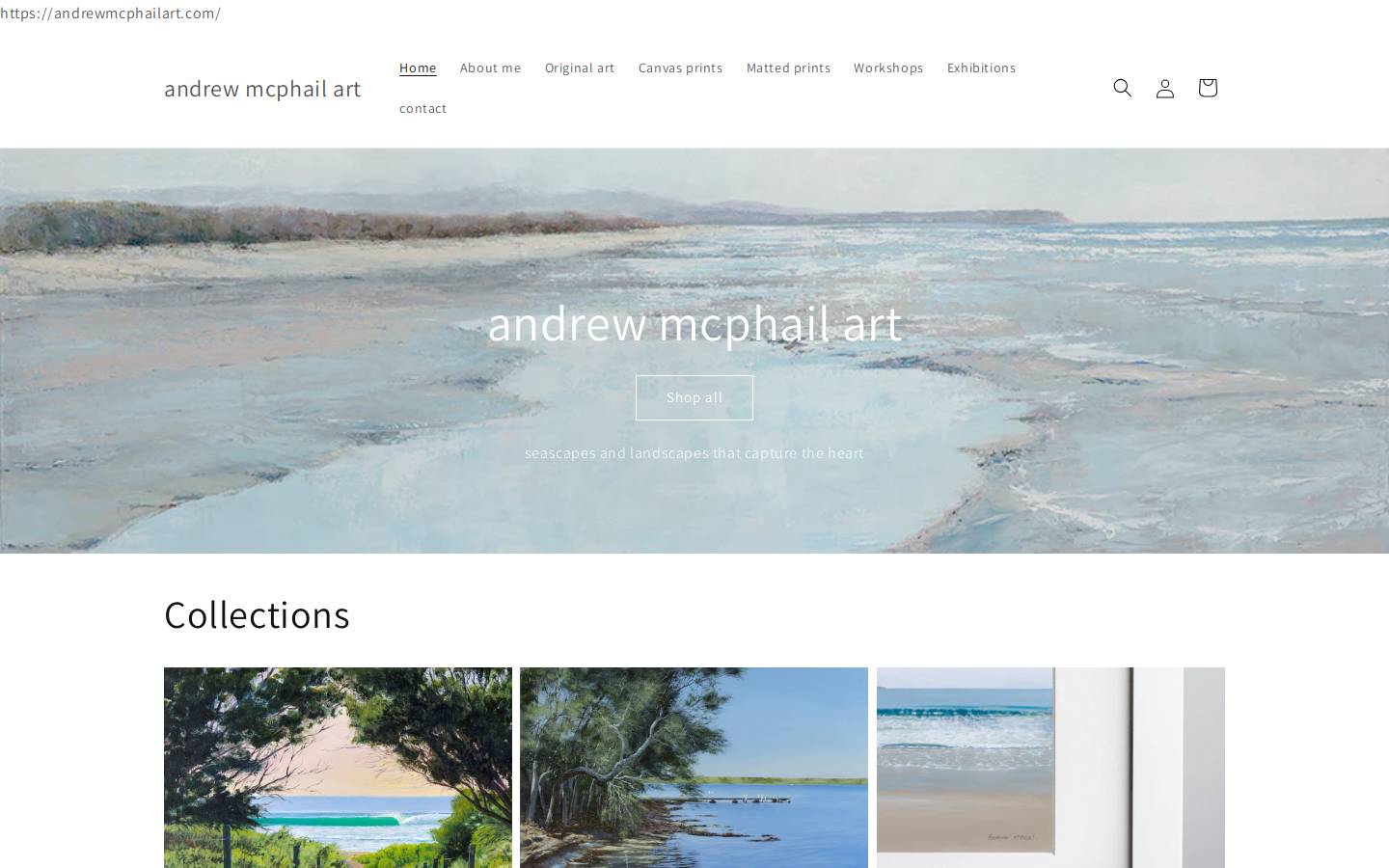 andrewmcphailart.com homepage screenshot