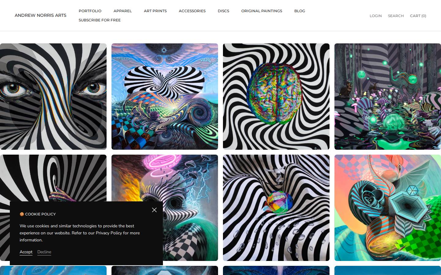 andrewnorrisarts.com homepage screenshot