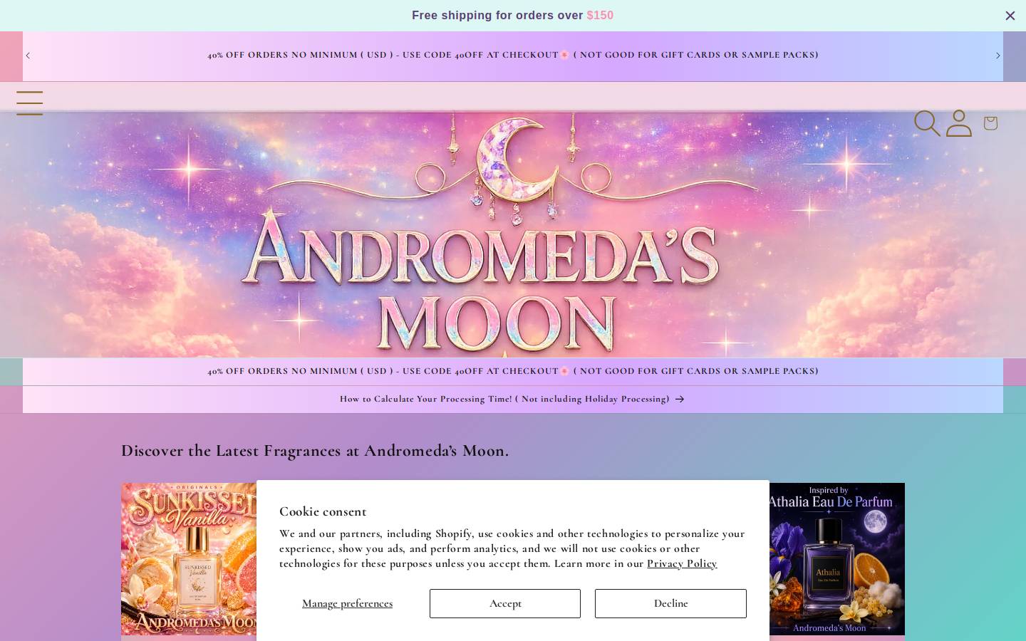 andromedasmoon.com homepage screenshot