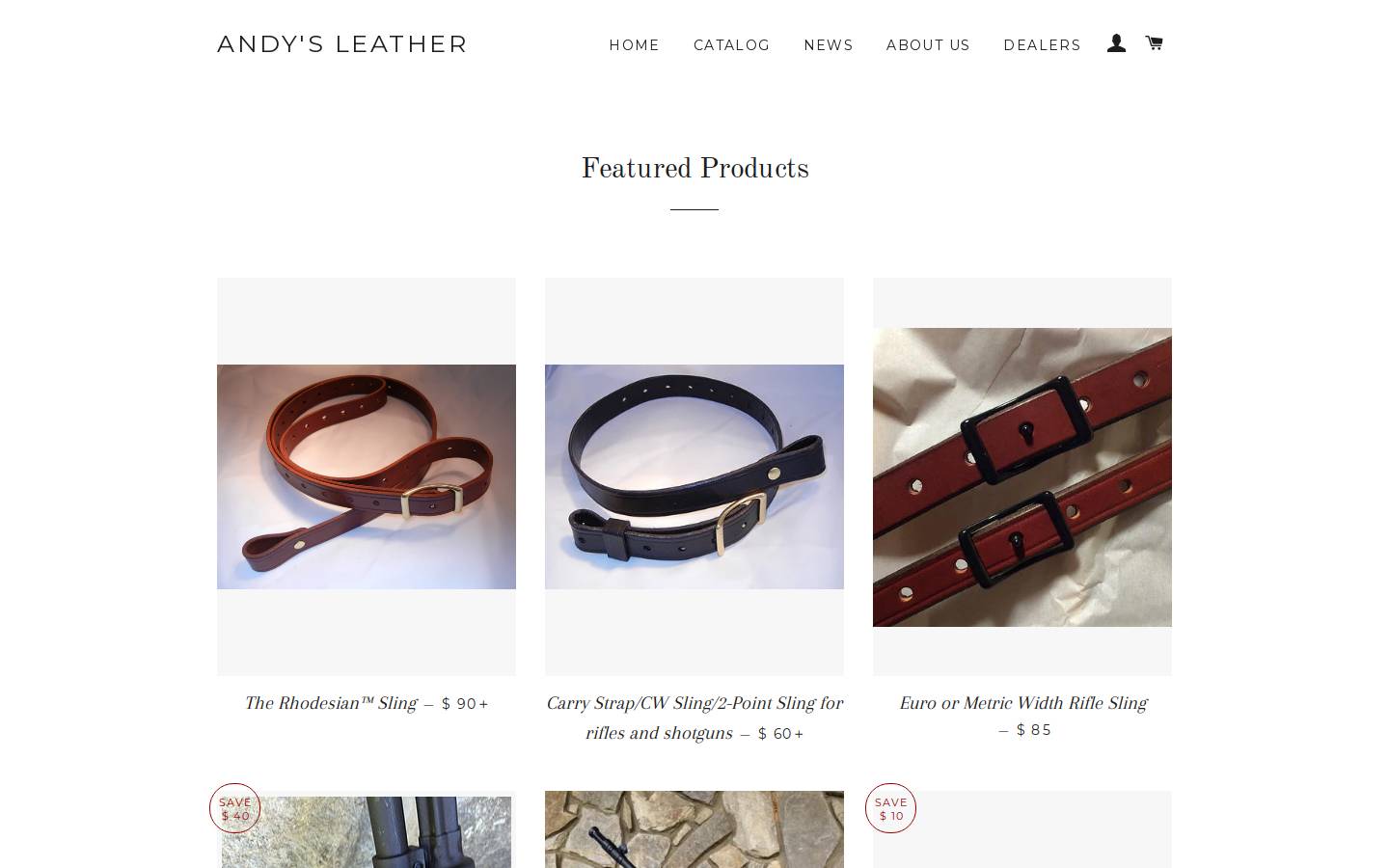 andysleather.com homepage screenshot