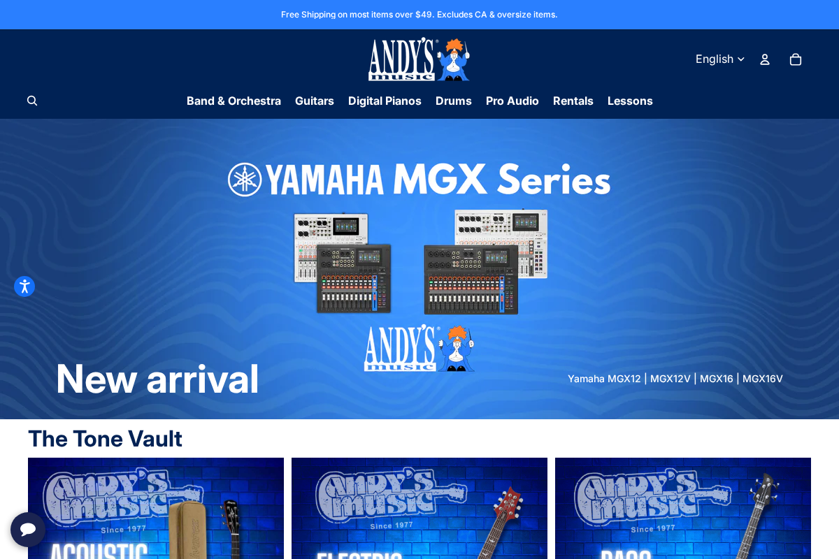Andy's Music homepage screenshot