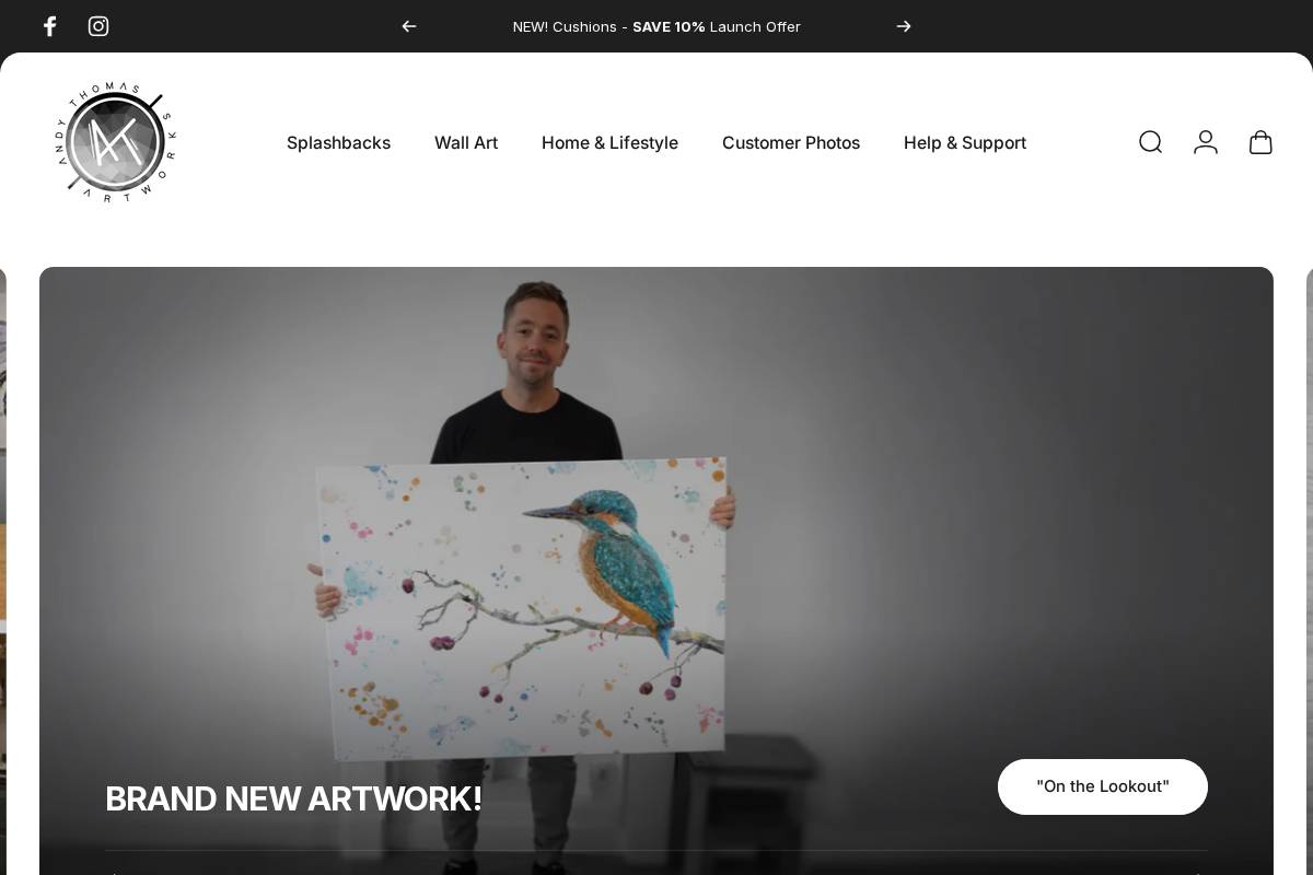 andythomasartworks.co.uk homepage screenshot