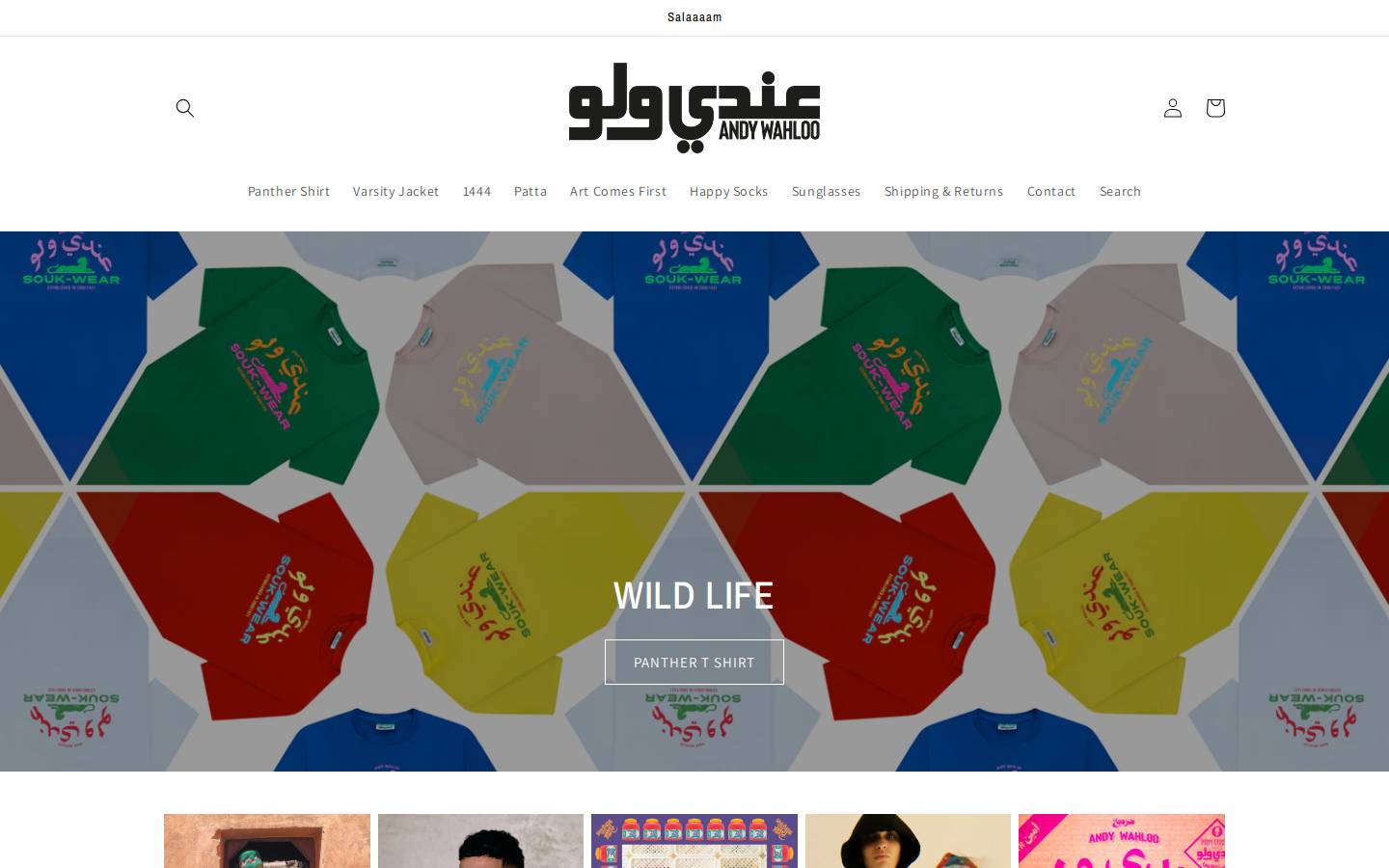 andywahlooapparel.com homepage screenshot