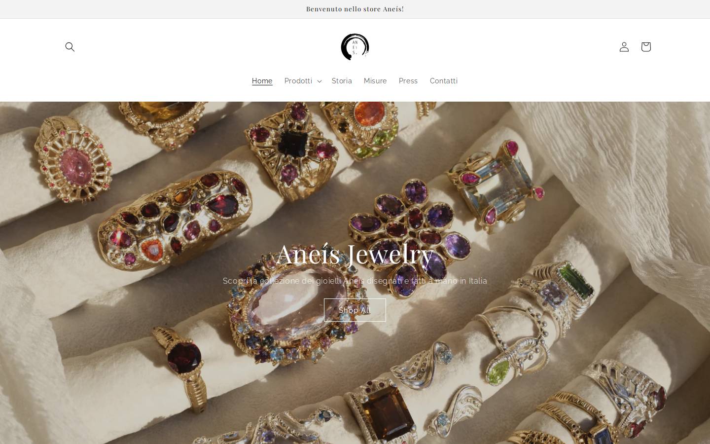 aneisjewelry.com homepage screenshot
