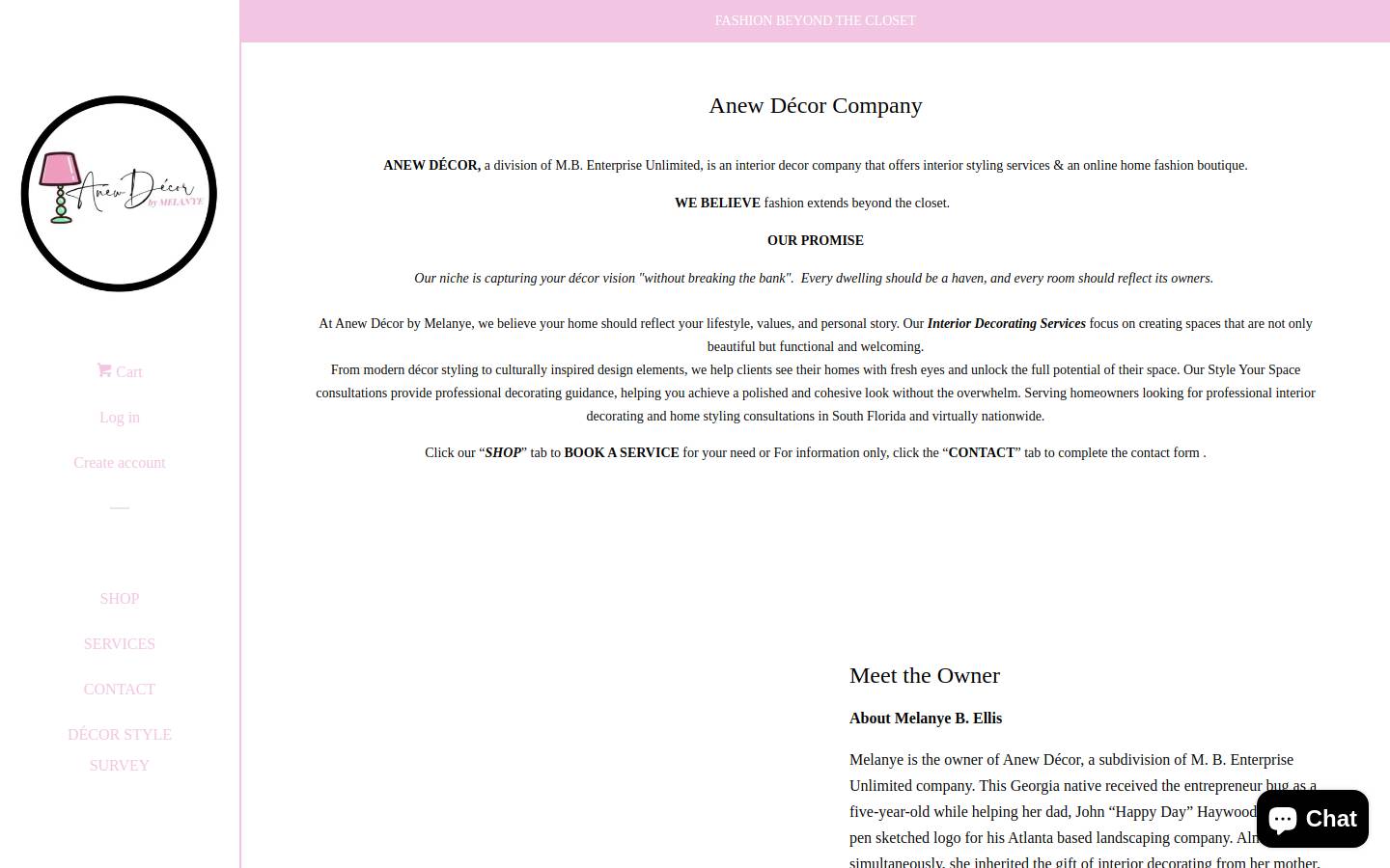 anewdecorbymelanye.com homepage screenshot