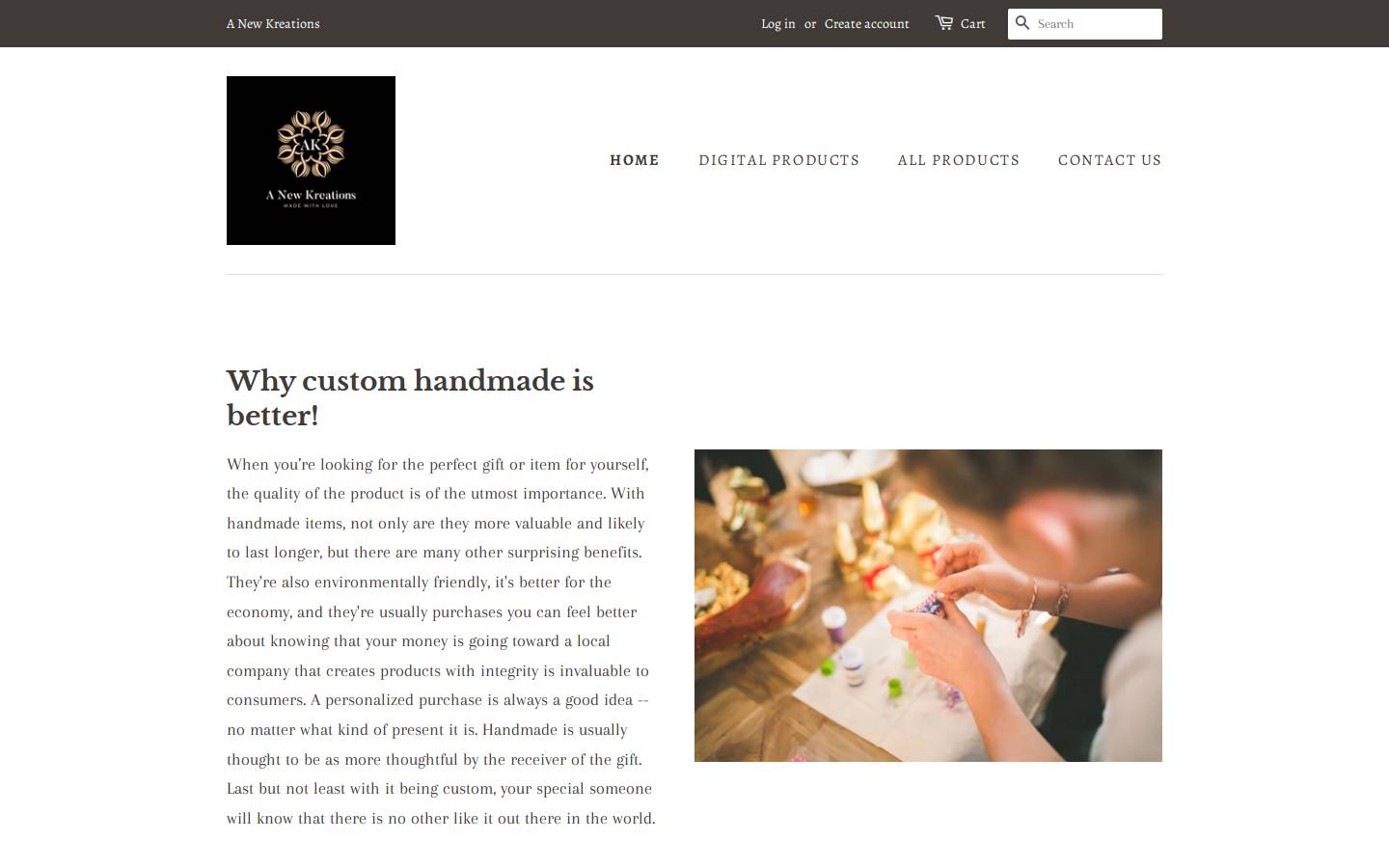 anewkreations.com homepage screenshot