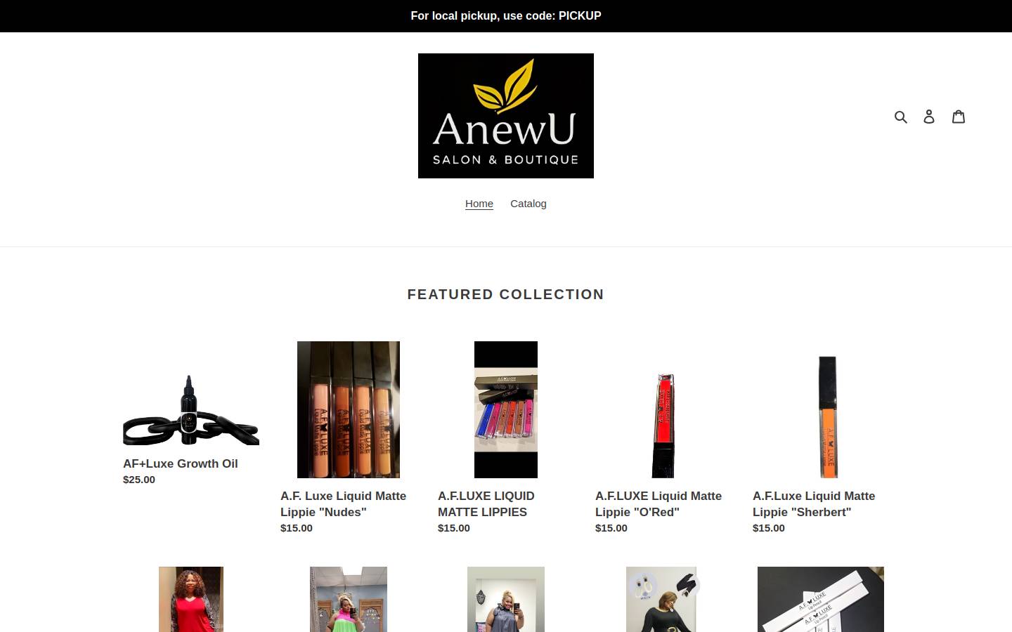 anewuboutique.org homepage screenshot