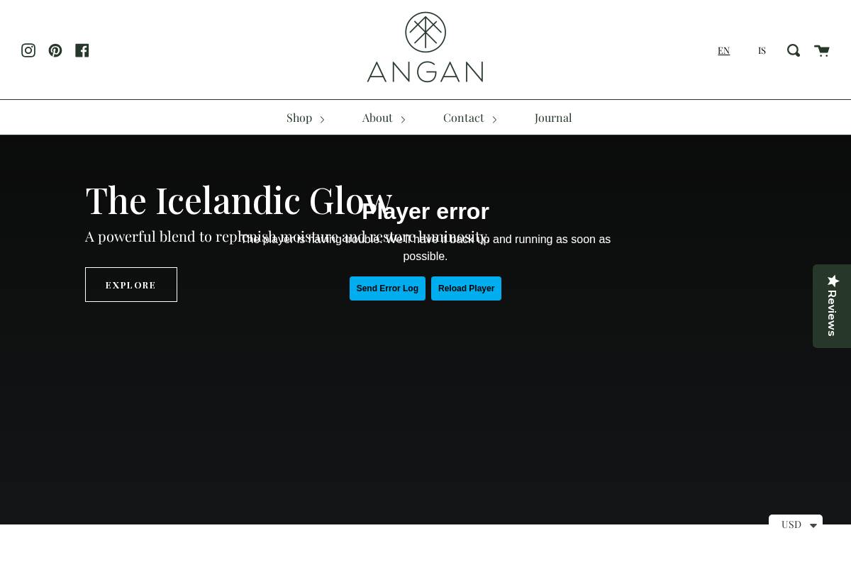 anganskincare.com homepage screenshot