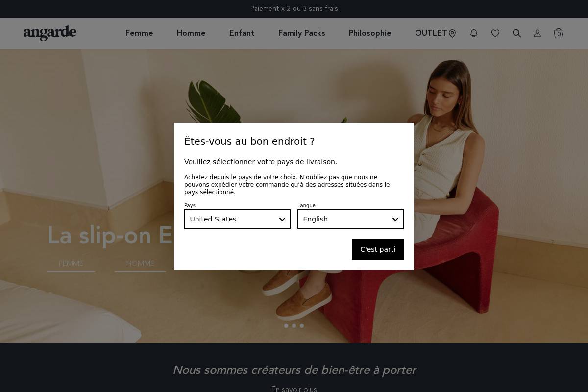 Angarde homepage screenshot