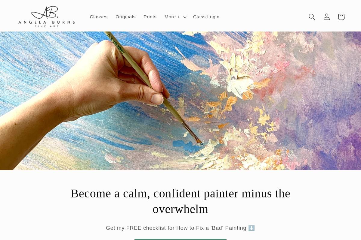 angelaburnsfineart.com homepage screenshot