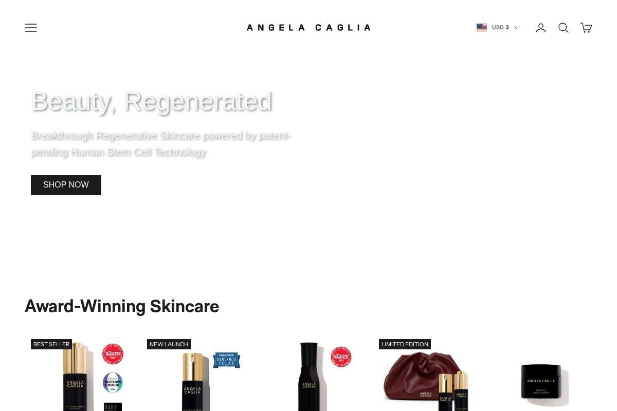 angelacaglia.com homepage screenshot