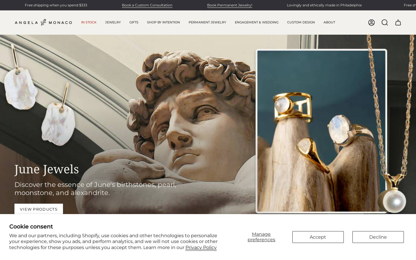 angelamonacojewelry.com homepage screenshot