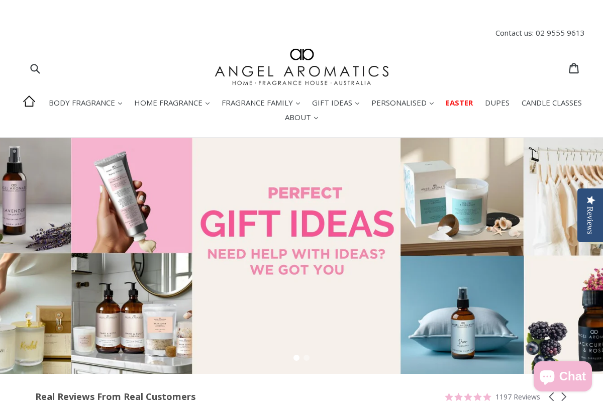 Angelaromatics homepage screenshot