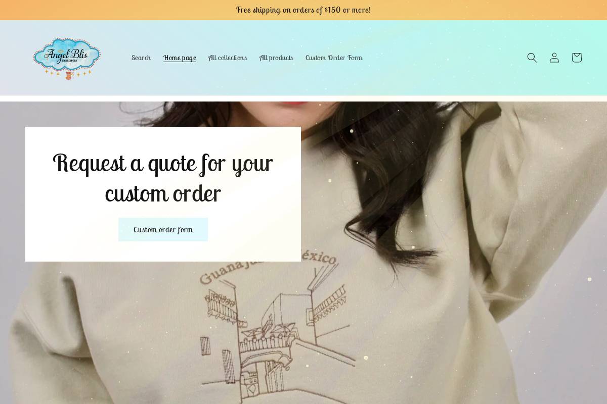 angelblissembroidery.com homepage screenshot
