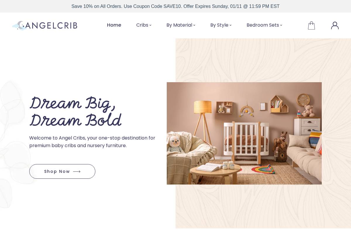 angelcrib.com homepage screenshot