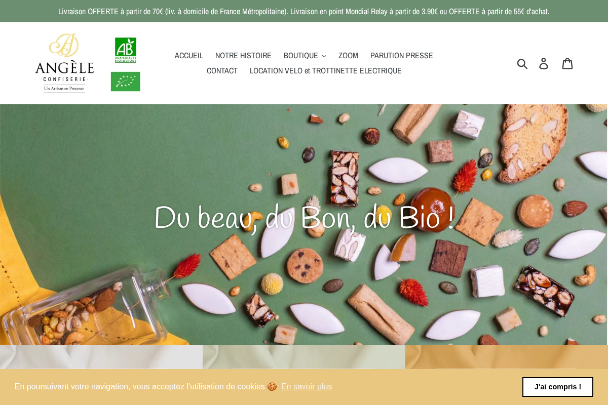 Angèle Confiserie homepage screenshot
