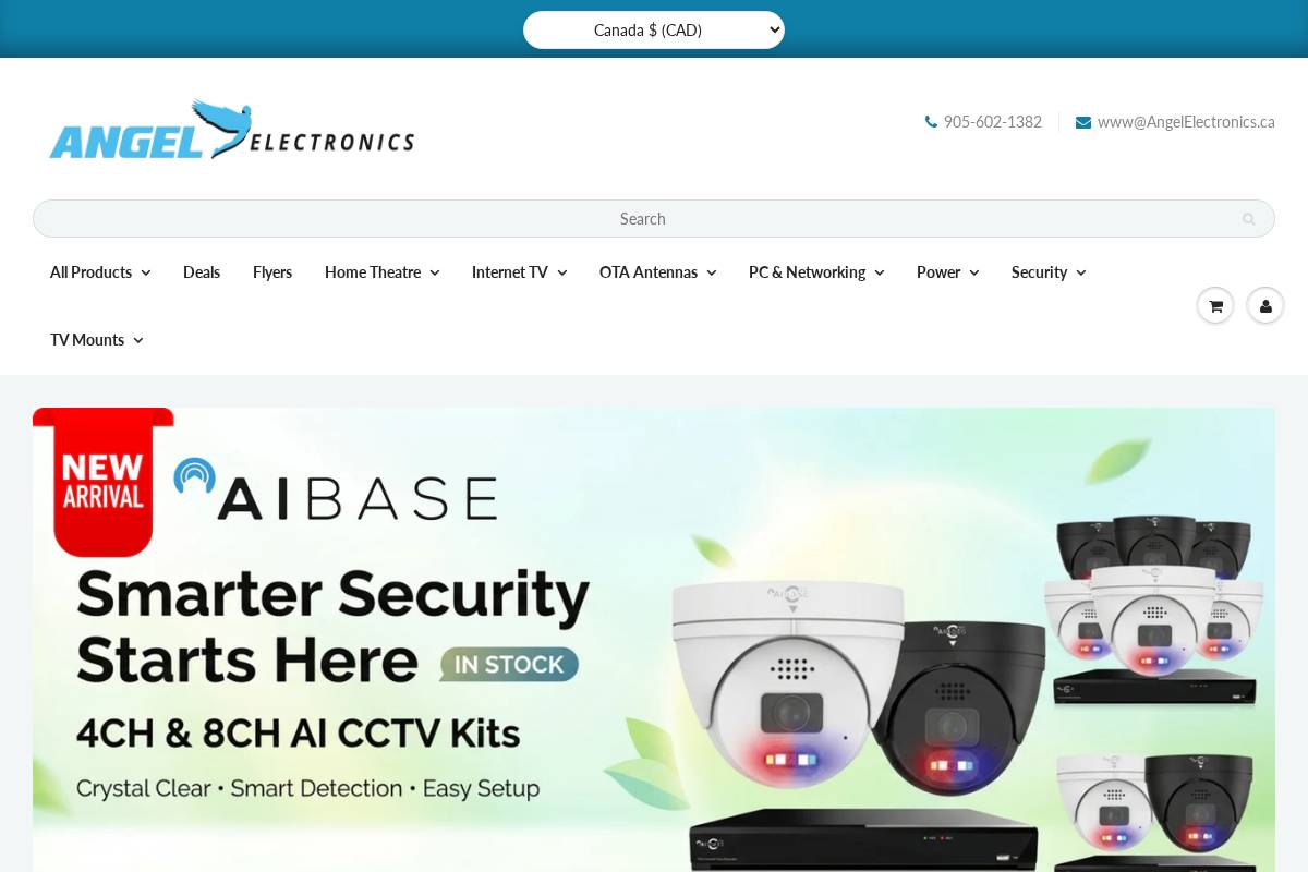 angelelectronics.ca homepage screenshot