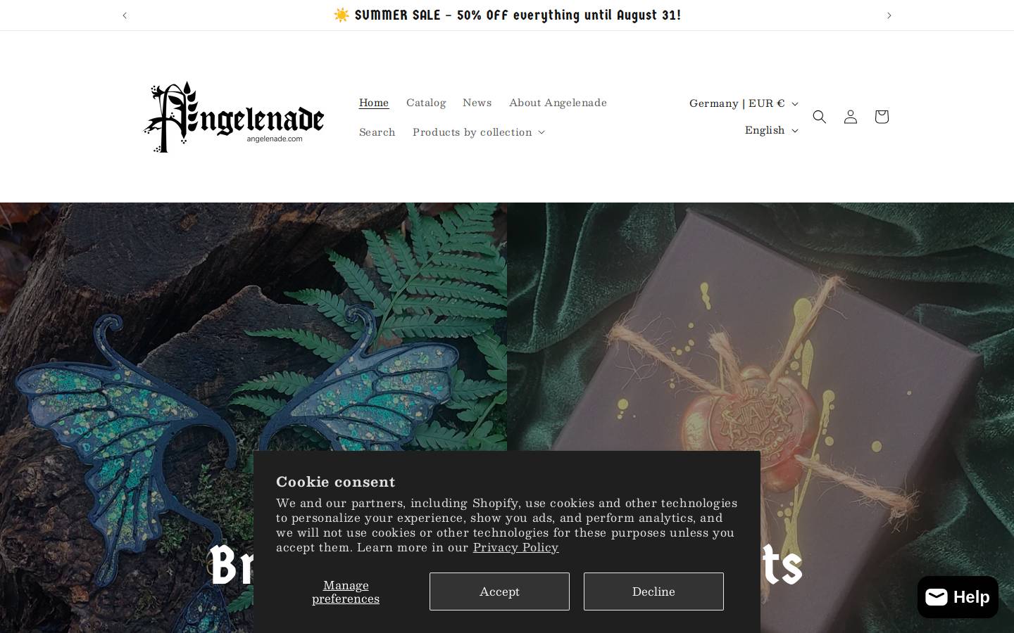 angelenade.com homepage screenshot