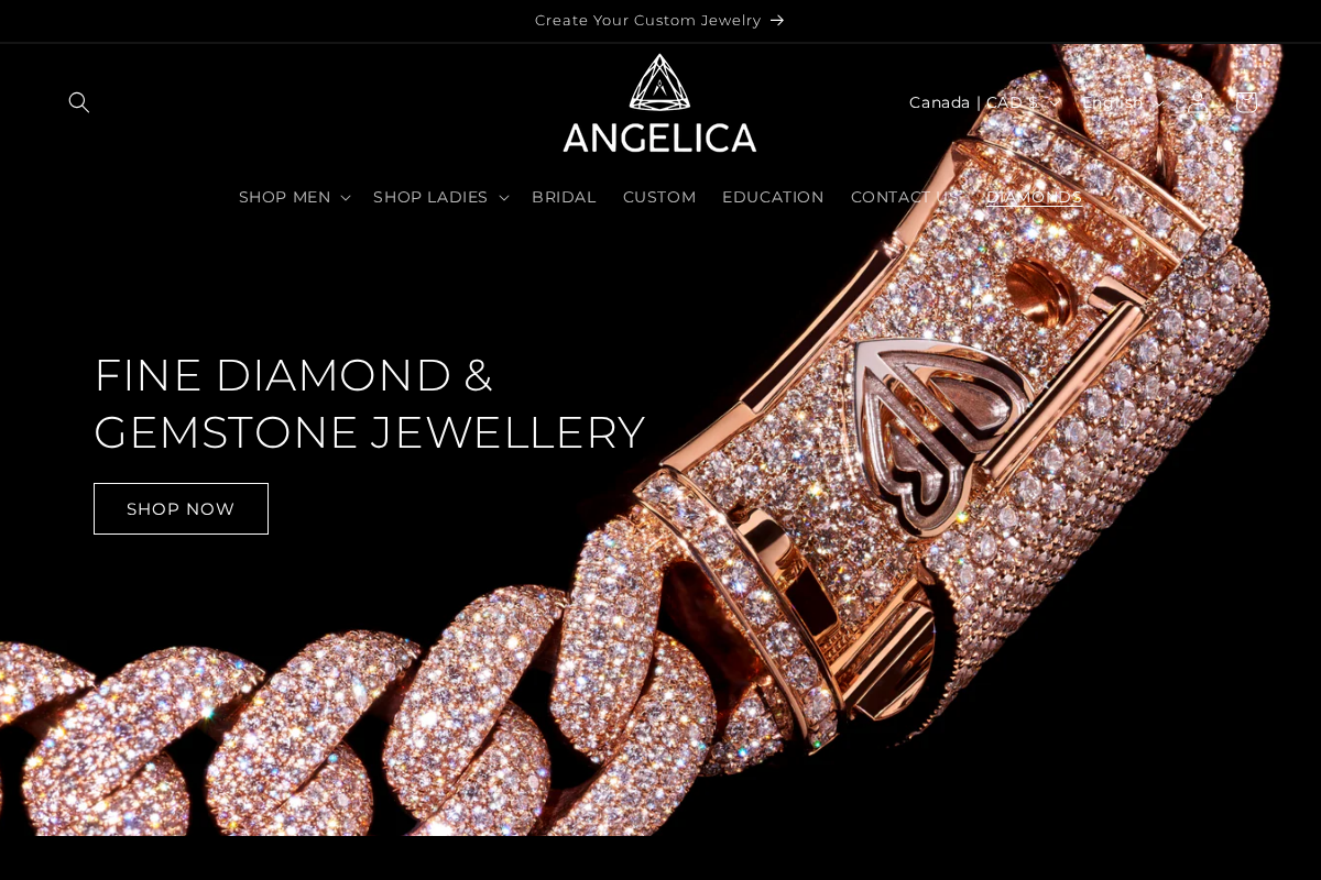 Angelica Jewellers homepage screenshot
