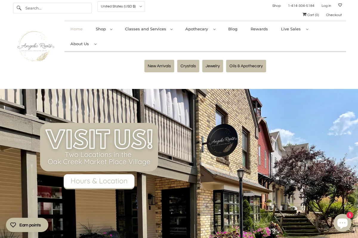 Angelic Roots homepage screenshot