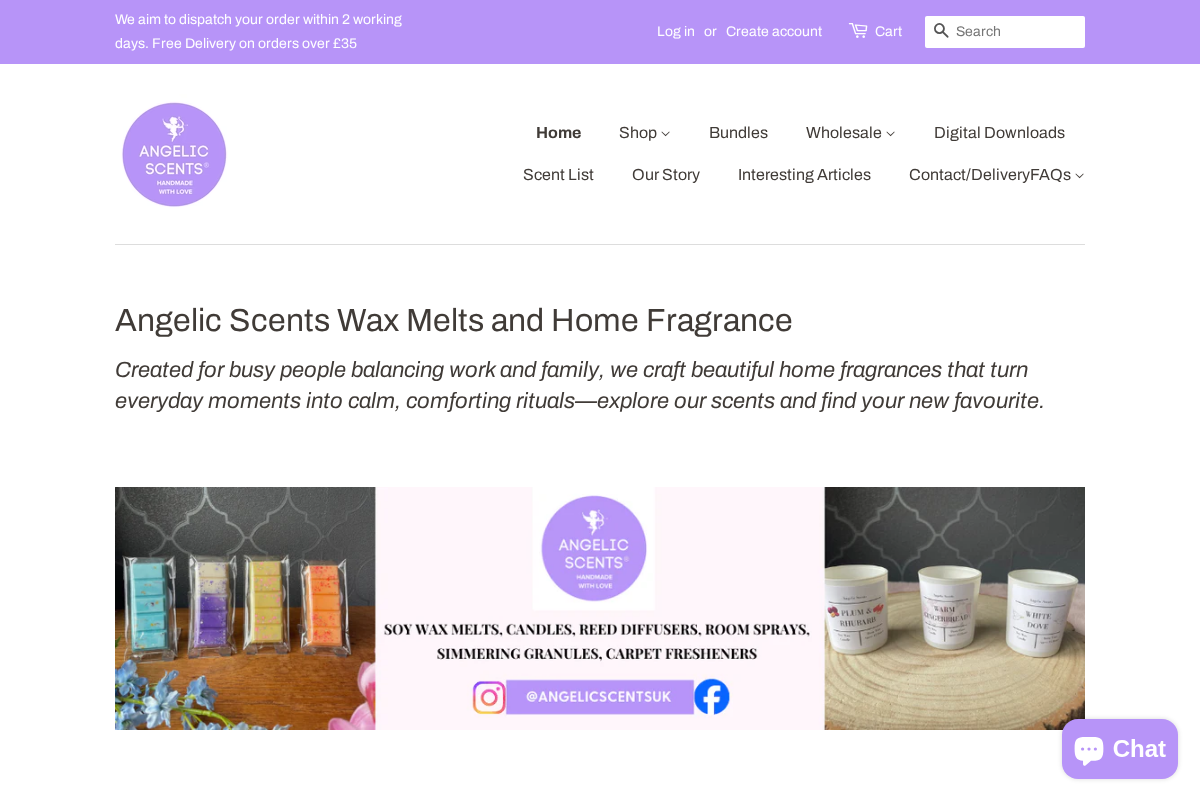 Angelicscents homepage screenshot