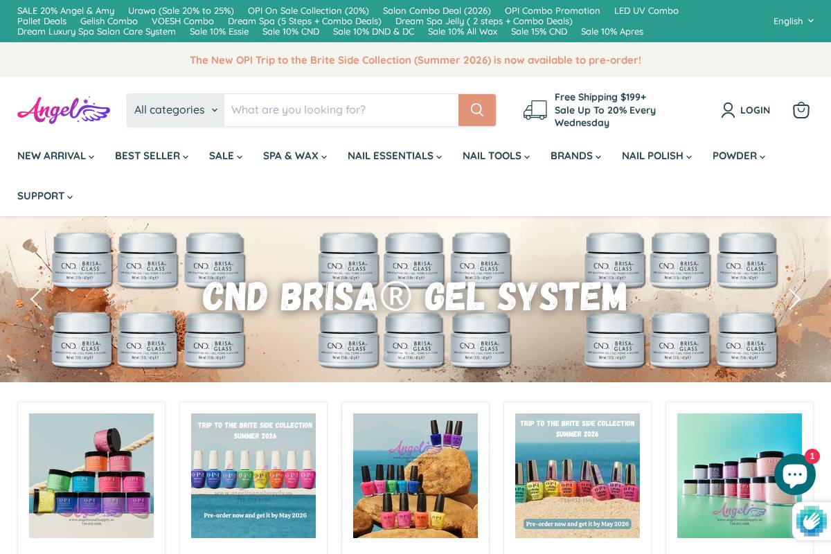 Angelinanailsupply homepage screenshot
