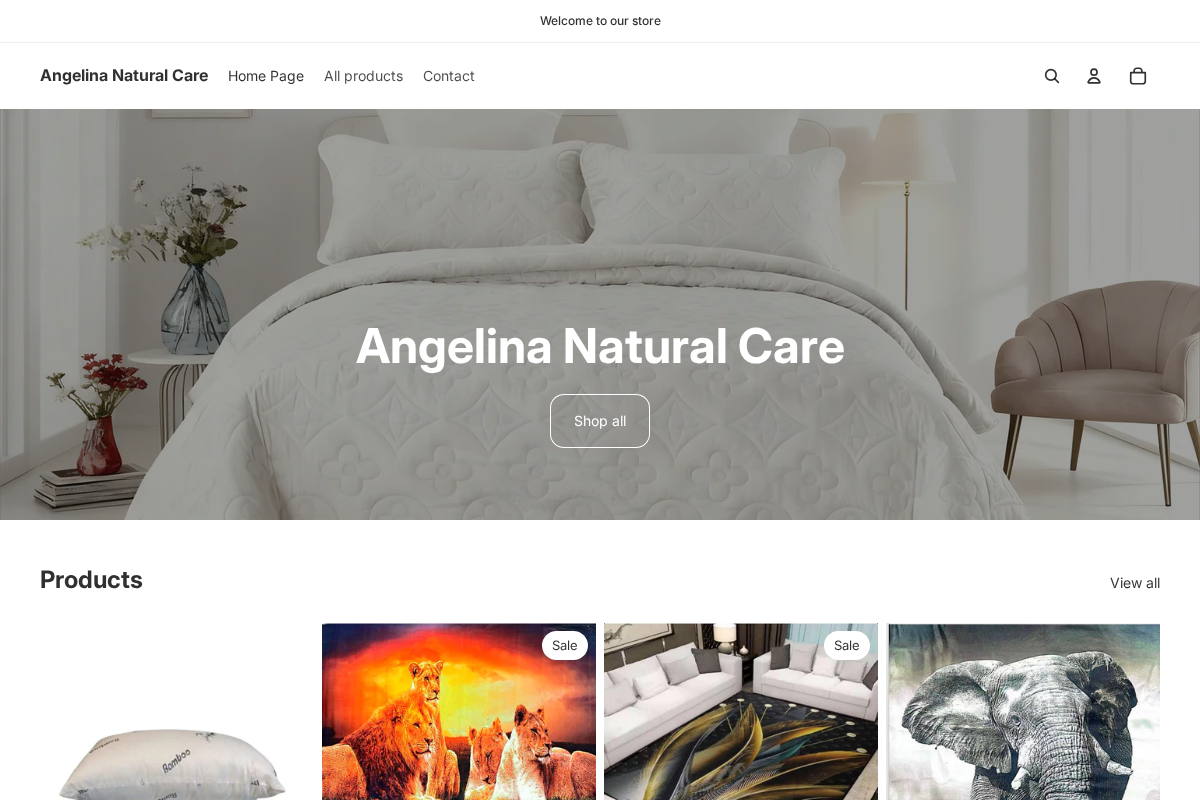 angelinanaturalcare.com homepage screenshot