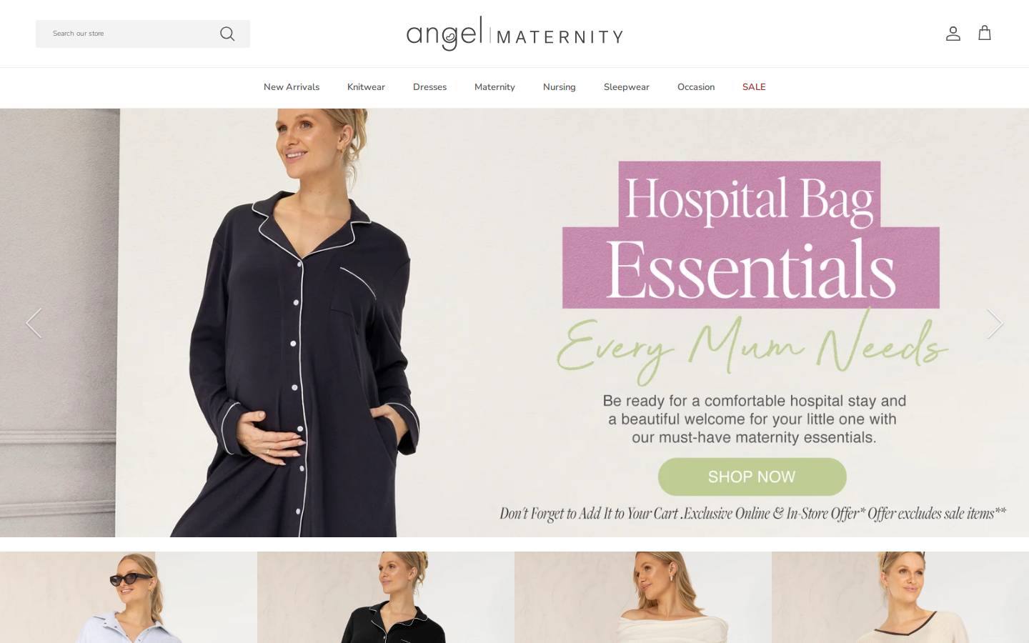 Angelmaternity homepage screenshot