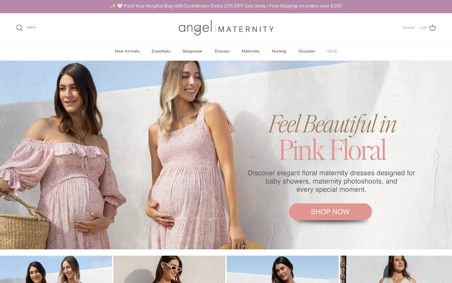 angelmaternity.com homepage screenshot