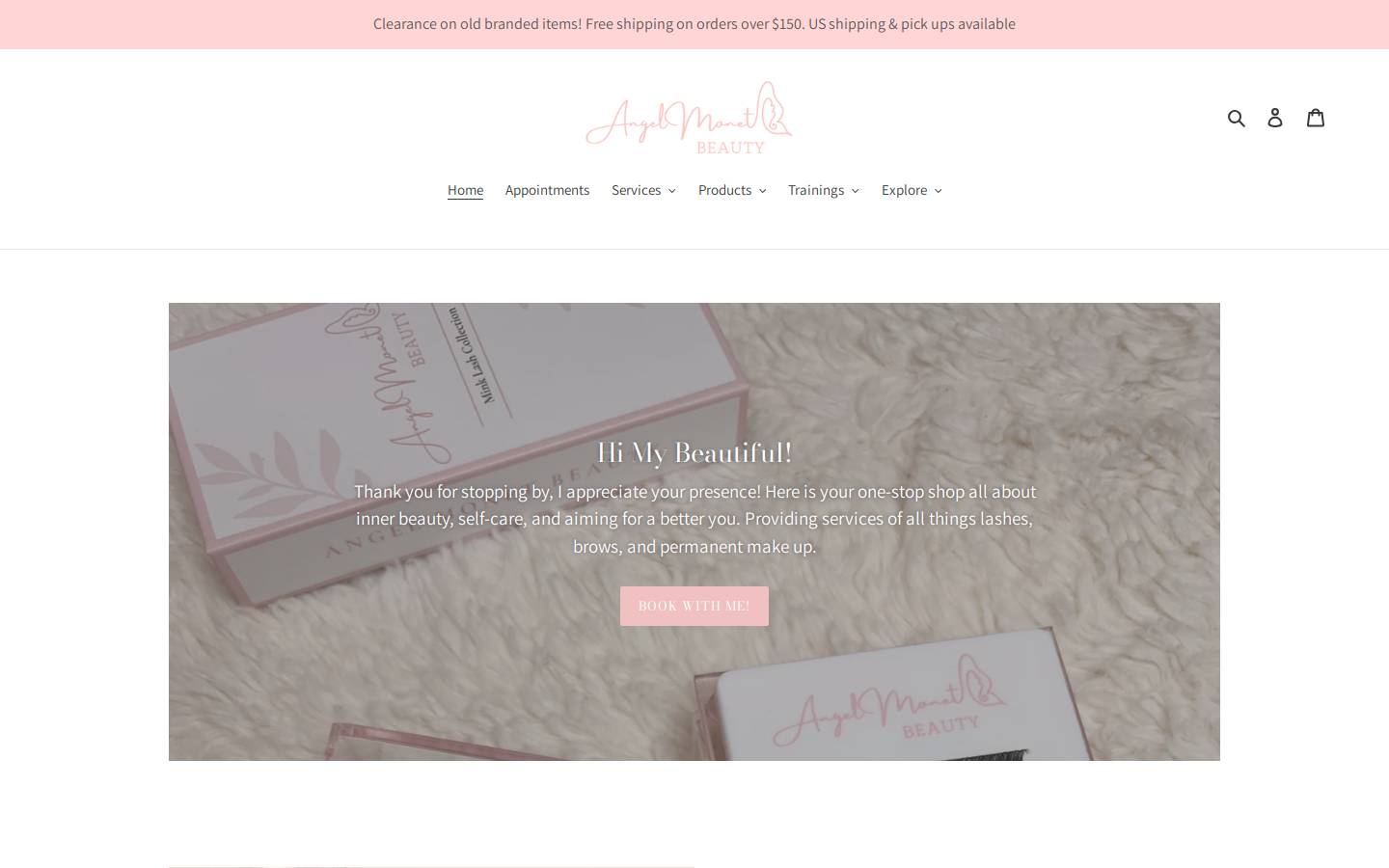 angelmonetbeauty.com homepage screenshot