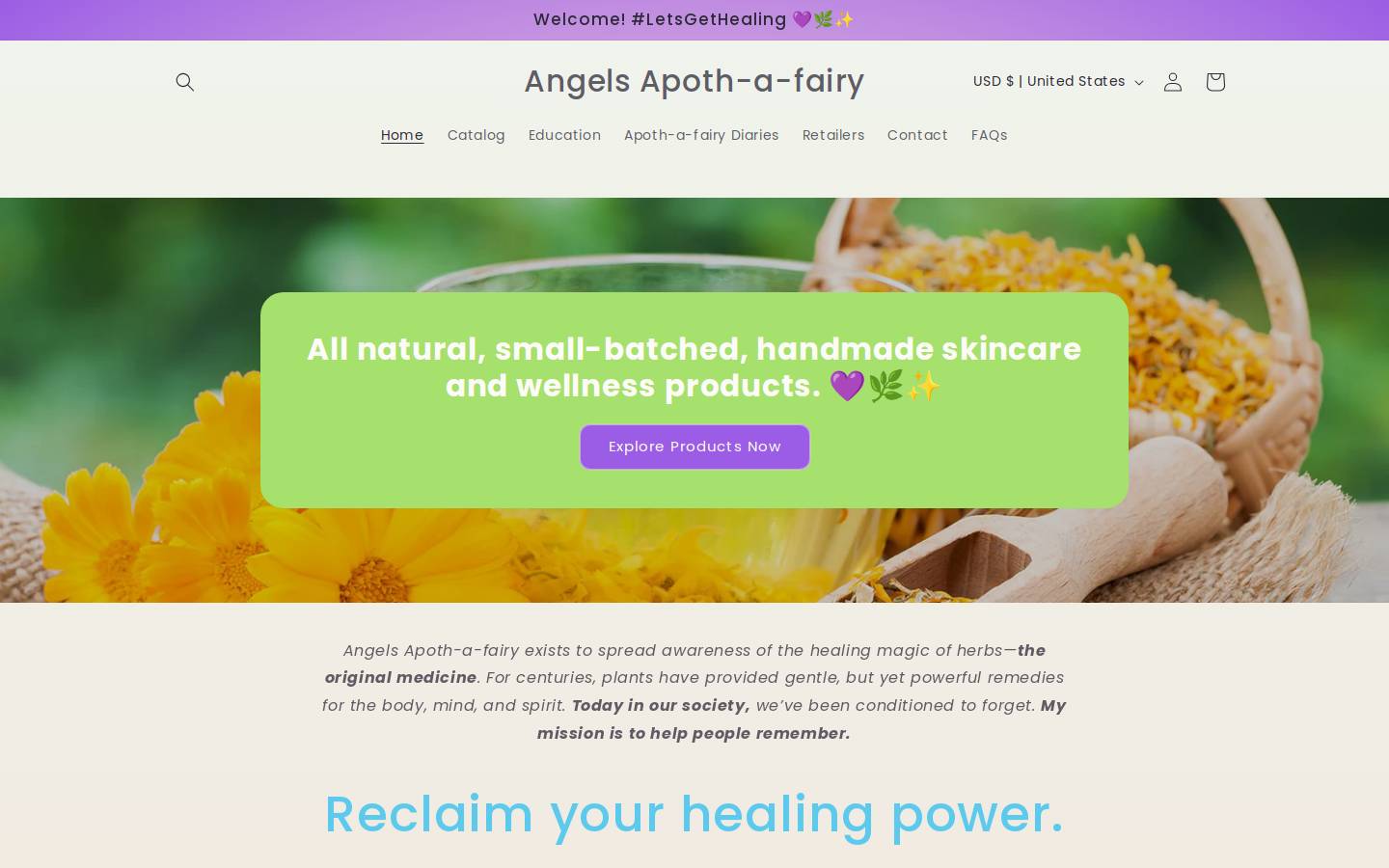 angelsapothafairy.com homepage screenshot