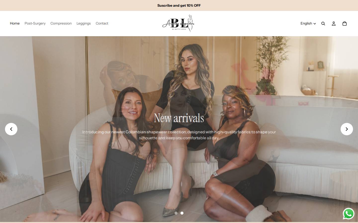angelsshapewear.com homepage screenshot