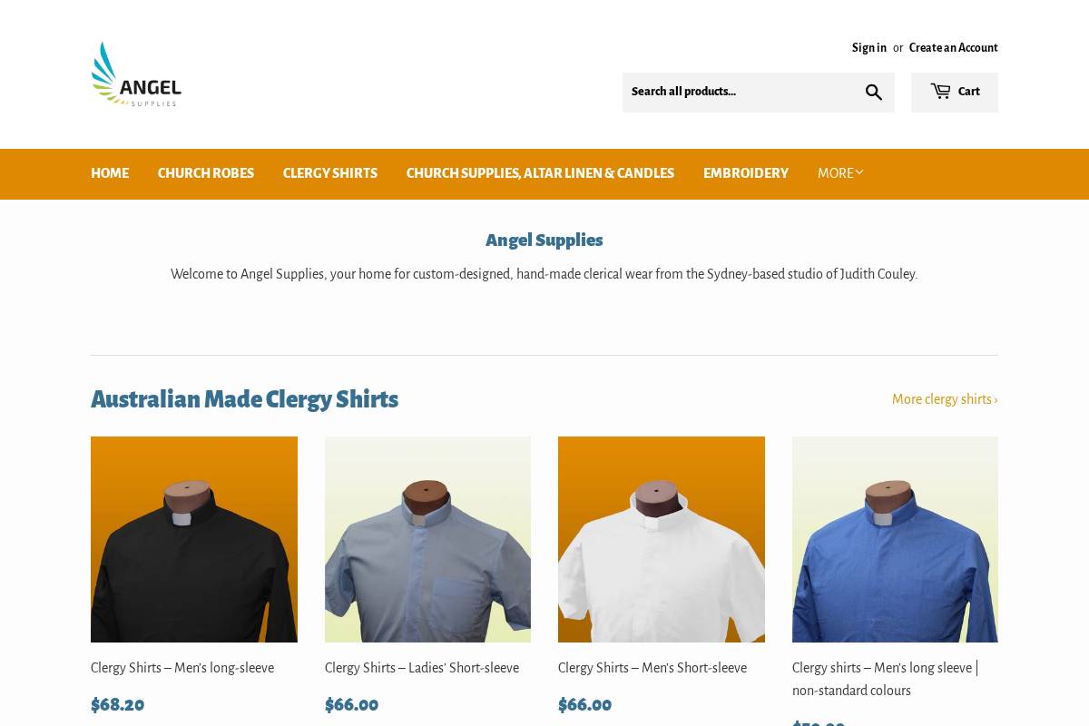 angelsupplies.com.au homepage screenshot