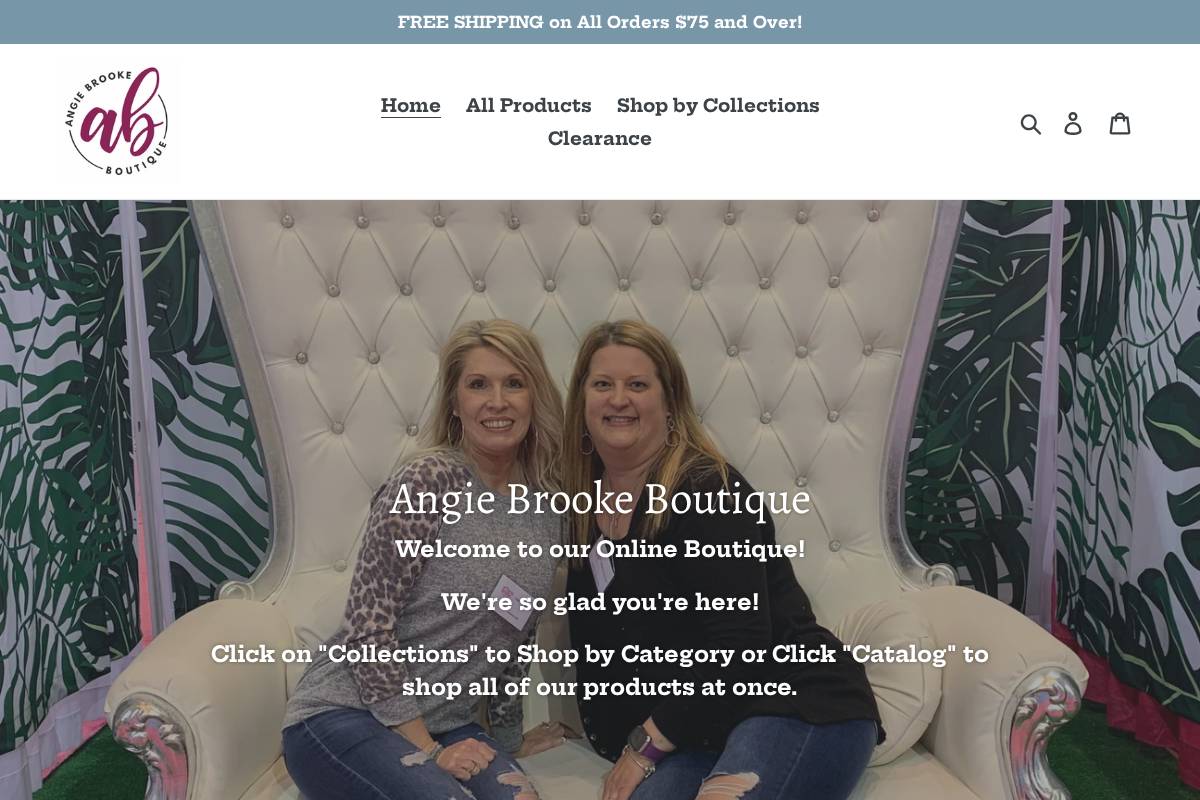 angiebrookeboutique.com homepage screenshot