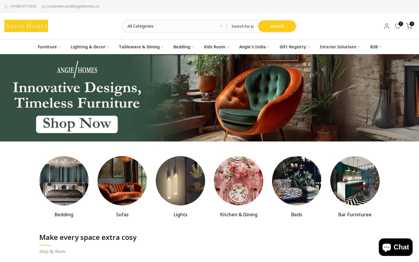 angiehomes.in homepage screenshot